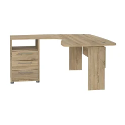 Scrivania angolare quercia 159x150cm con 3 cassetti - Lumpur