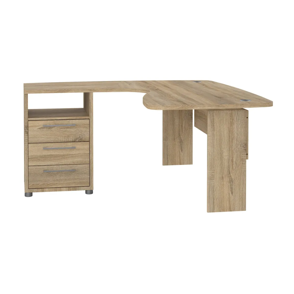 Scrivania angolare quercia 159x150cm con 3 cassetti - Lumpur