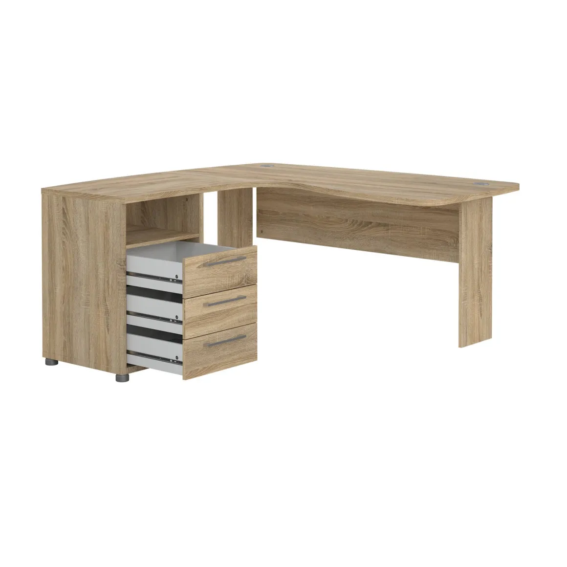 Scrivania angolare quercia 159x150cm con 3 cassetti - Lumpur