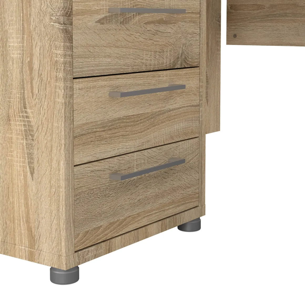 Scrivania angolare quercia 159x150cm con 3 cassetti - Lumpur