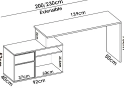 Ufficio|Camera Da Letto > Dmora Scrivania angolare rovere e antracite 139x92cm con 1 cassetto - Andor Nero Antracite, Marrone Rovere