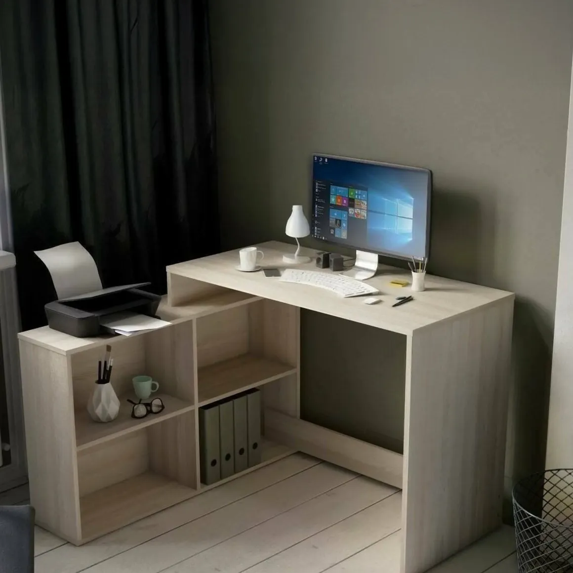 Scrivania angolare rovere e bianca 111x100cm - Kyarr