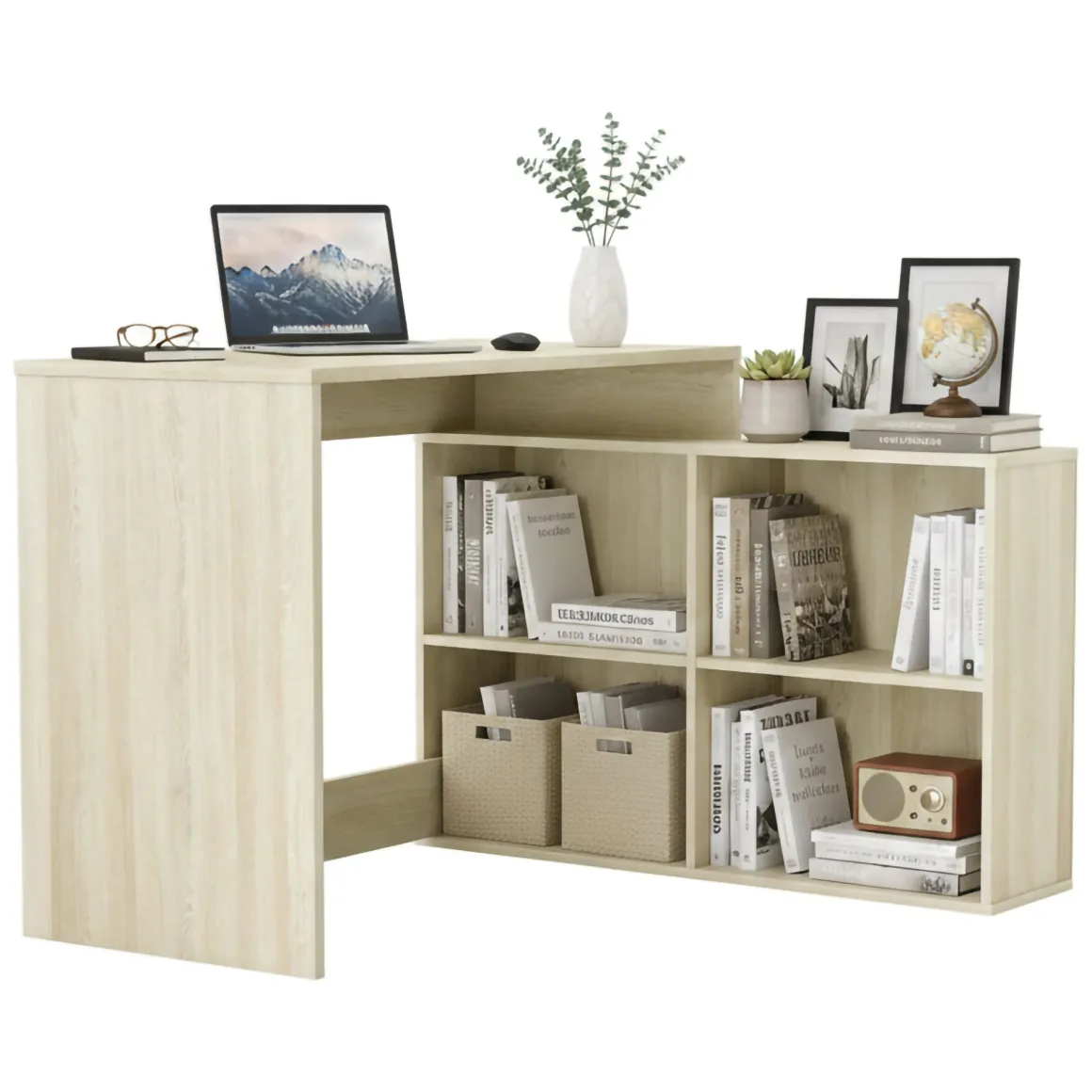 Scrivania angolare rovere e bianca 111x100cm - Kyarr