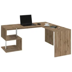 Ufficio|Camera Da Letto > Dmora Scrivania angolare rovere 180x60cm con 3 cassetti - Ascuby Marrone Rovere