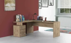 Ufficio|Camera Da Letto > Dmora Scrivania angolare rovere 180x60cm con 3 cassetti - Ascuby Marrone Rovere