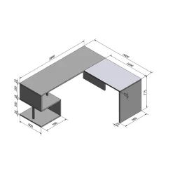 Ufficio|Camera Da Letto > Dmora Scrivania angolare rovere 180x60cm con 3 cassetti - Ascuby Marrone Rovere