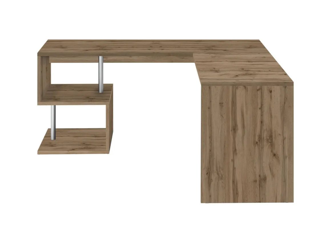 Ufficio|Camera Da Letto > Dmora Scrivania angolare rovere 180x60cm con 3 cassetti - Ascuby Marrone Rovere