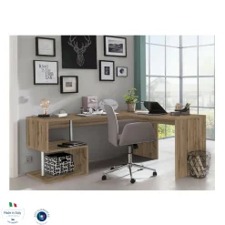 Ufficio|Camera Da Letto > Dmora Scrivania angolare rovere 180x60cm con 3 cassetti - Ascuby Marrone Rovere