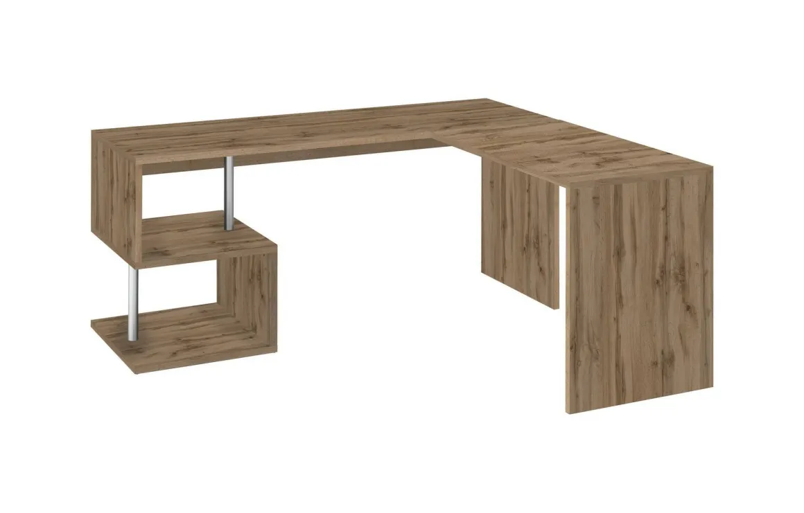 Ufficio|Camera Da Letto > Dmora Scrivania angolare rovere 180x60cm con 3 cassetti - Ascuby Marrone Rovere