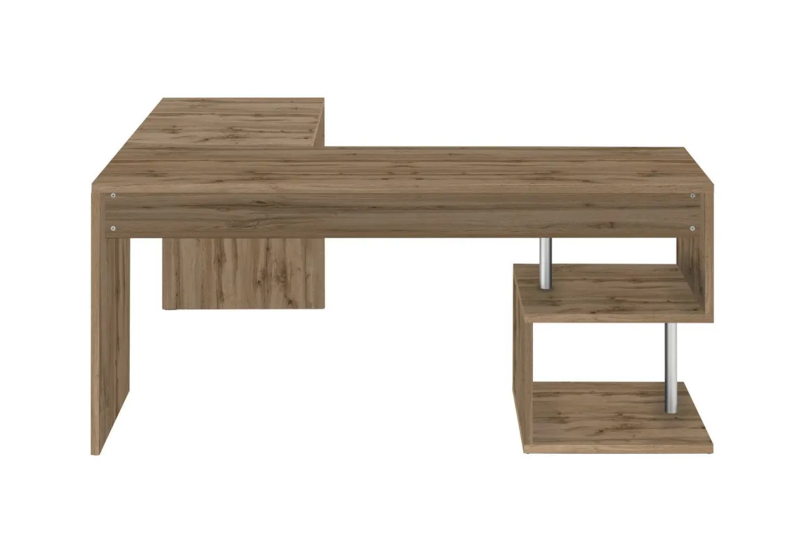 Ufficio|Camera Da Letto > Dmora Scrivania angolare rovere 180x60cm con 3 cassetti - Ascuby Marrone Rovere