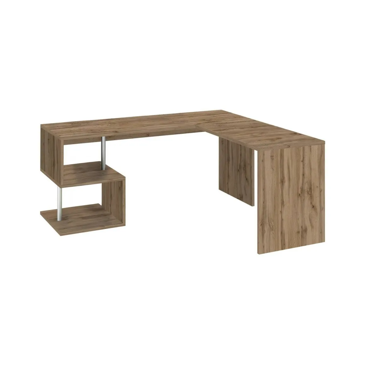 Ufficio|Camera Da Letto > Dmora Scrivania angolare rovere 180x60cm con 3 cassetti - Ascuby Marrone Rovere
