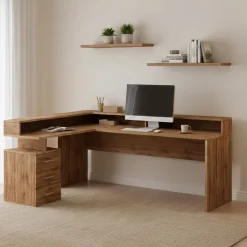 Ufficio|Camera Da Letto > Dmora Scrivania angolare rovere 180x93cm con porta pc - Auletta Marrone Rovere