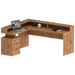 Ufficio|Camera Da Letto > Dmora Scrivania angolare rovere 180x93cm con porta pc - Auletta Marrone Rovere