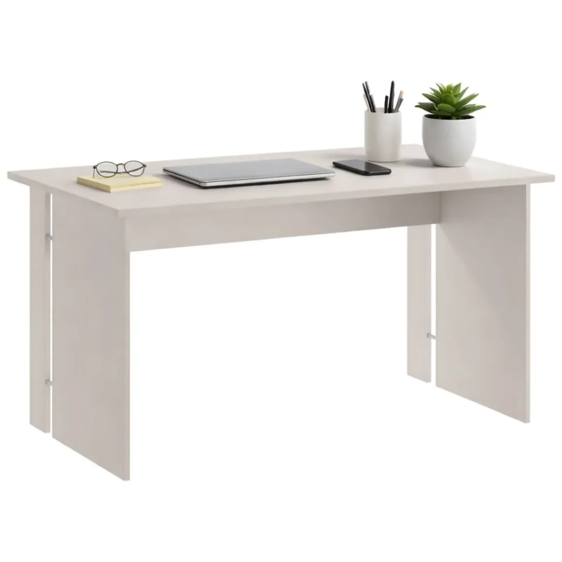Scrivania Beige un Ripiano Materiale Piano in Legno Nobilitato 150x78x75h cm, Colore Ripiano Beige - Zibello