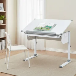 Scrivanie > Dmora Scrivania Materiale Piano in Metallo Colore Ripiano 110x55x68h cm, Sfumatura Colore Struttura - Cardeto Bianco