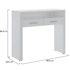 Scrivanie > Dmora Scrivania 2 Cassetti Modulabile 98.6x36.6x86.9h cm, un Vano - Opaglio Bianco