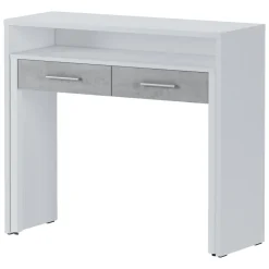Scrivania Bianco Cemento Grigio Modulabile 2 Cassetti 98.6x36.6x86.9h cm, un Vano - Opaglio