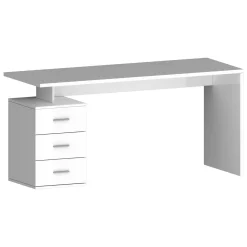Ufficio|Camera Da Letto > Dmora Scrivania Modulabile 3 Cassetti 160x60x75h cm, Ripiani - Abisse Bianco Lucido