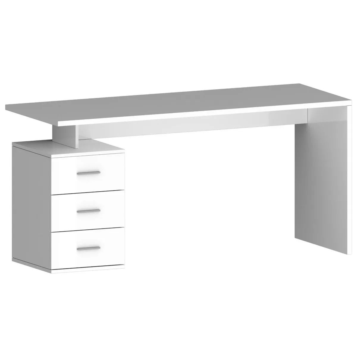 Ufficio|Camera Da Letto > Dmora Scrivania Modulabile 3 Cassetti 160x60x75h cm, Ripiani - Abisse Bianco Lucido