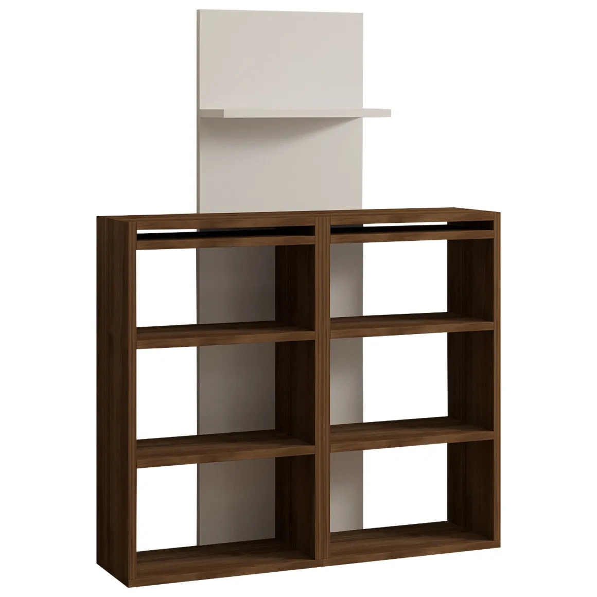 Scrivania Bianco Marrone Noce 5 Ripiani 6 Vani 124x44x75h cm, con Libreria - Furore