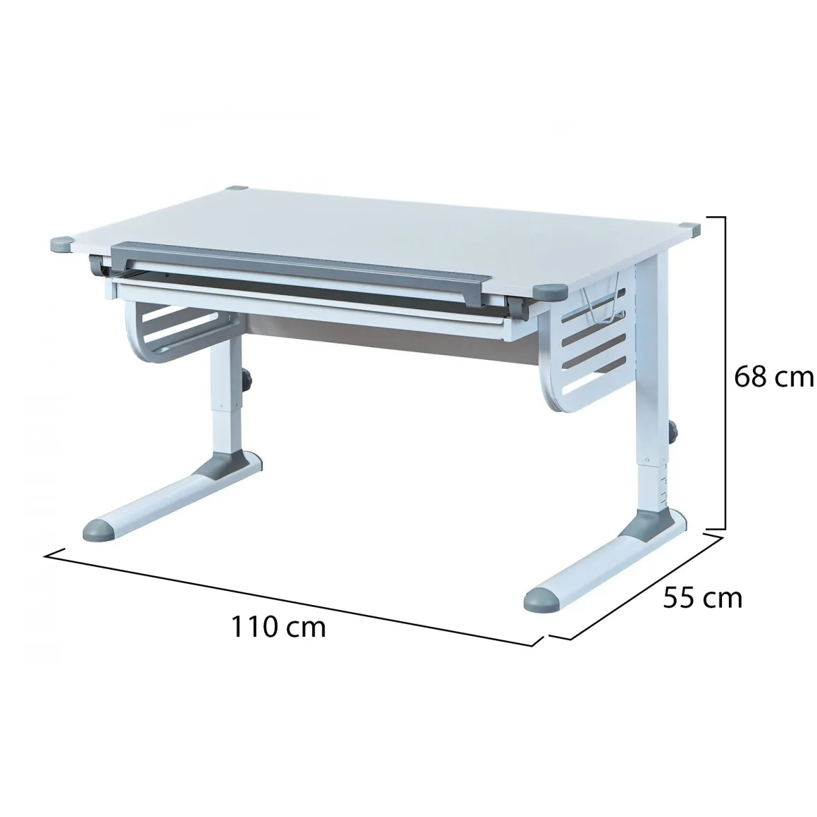Scrivania Bianco Materiale Piano in Legno Nobilitato Colore Ripiano Bianco 110x55x68h cm, - Saiano