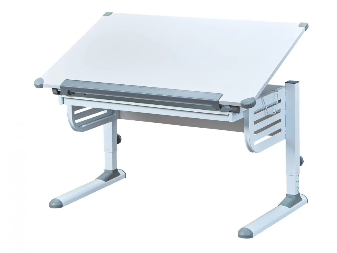 Scrivania Bianco Materiale Piano in Legno Nobilitato Colore Ripiano Bianco 110x55x68h cm, - Saiano