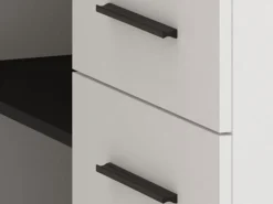 Scrivanie > Dmora Scrivania Bianco Opaco Nero Angolare 3 Ripiani 137.5x101.5x75h cm, 3 Cassetti - Sapri Nero, Bianco Opaco