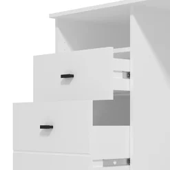 Scrivania Bianco Opaco Nero 2 Cassetti 2 Ripiani 127x51x77h cm, un Vano - Frutal