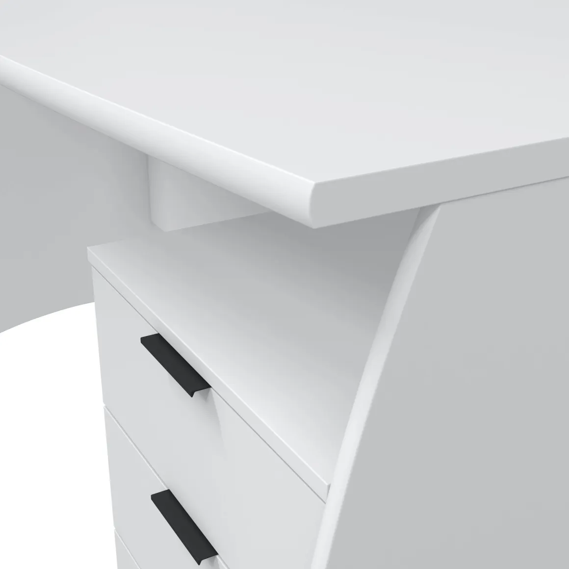 Scrivania Bianco Opaco Nero 3 Cassetti un Ripiano 136x67x72h cm, Sfumatura Colore Struttura Opaco - Azziz
