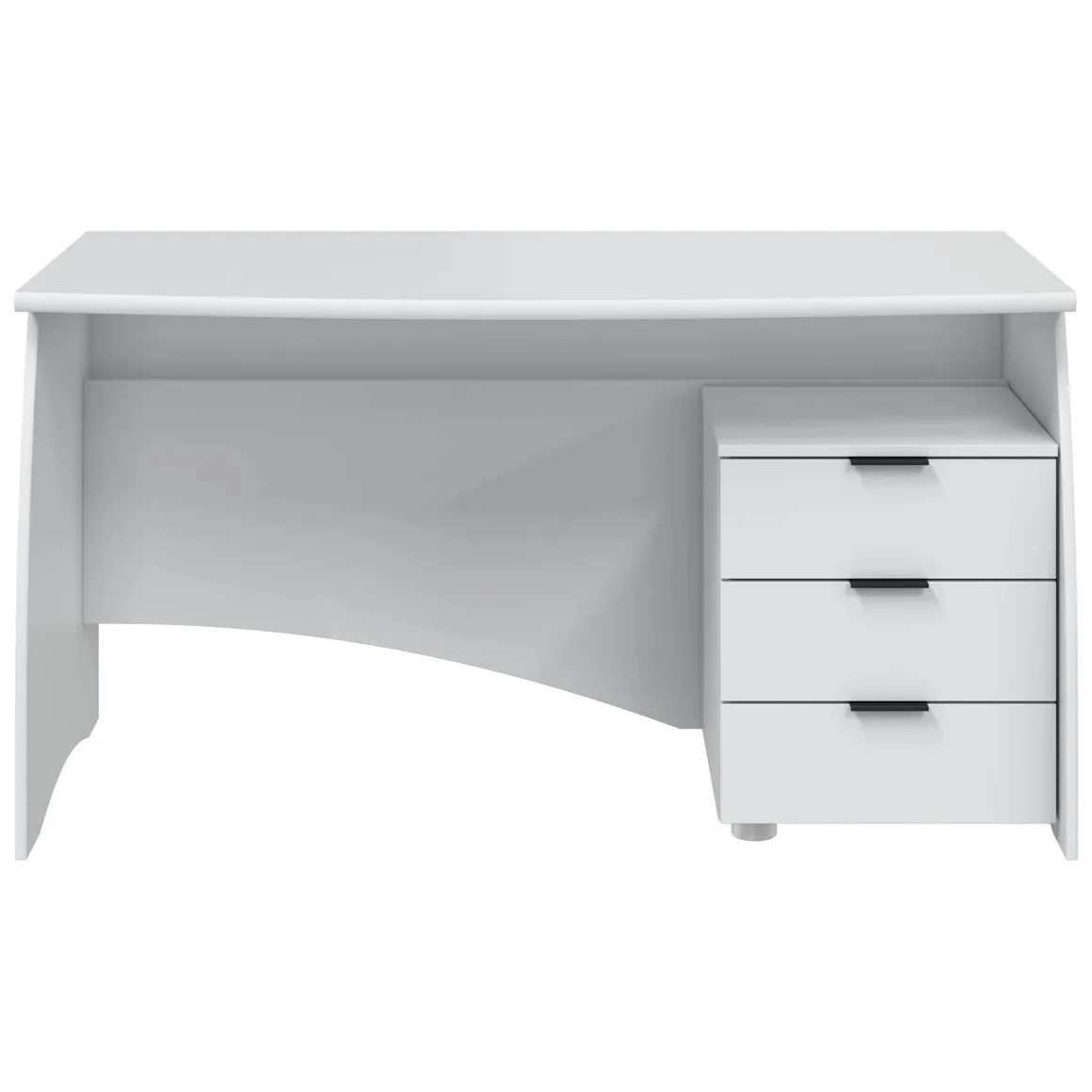 Scrivania Bianco Opaco Nero 3 Cassetti un Ripiano 136x67x72h cm, Sfumatura Colore Struttura Opaco - Azziz