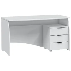 Scrivania Bianco Opaco Nero 3 Cassetti un Ripiano 136x67x72h cm, Sfumatura Colore Struttura Opaco - Azziz