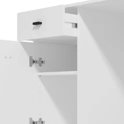Scrivania Bianco Opaco Nero un Cassetto un Ripiano 140x50x77h cm, Un'anta - Porven