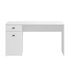 Scrivania Bianco Opaco Nero un Cassetto un Ripiano 140x50x77h cm, Un'anta - Porven