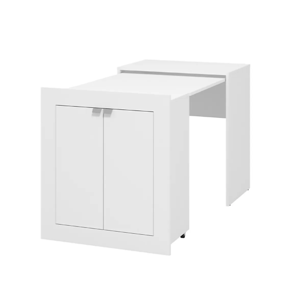 Scrivania Bianco Opaco 2 Ripiani 2 Ante 72x47x79h cm, Armadio Multiuso Richiudibile - Keylon
