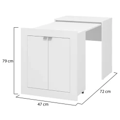 Scrivania Bianco Opaco 2 Ripiani 2 Ante 72x47x79h cm, Armadio Multiuso Richiudibile - Keylon