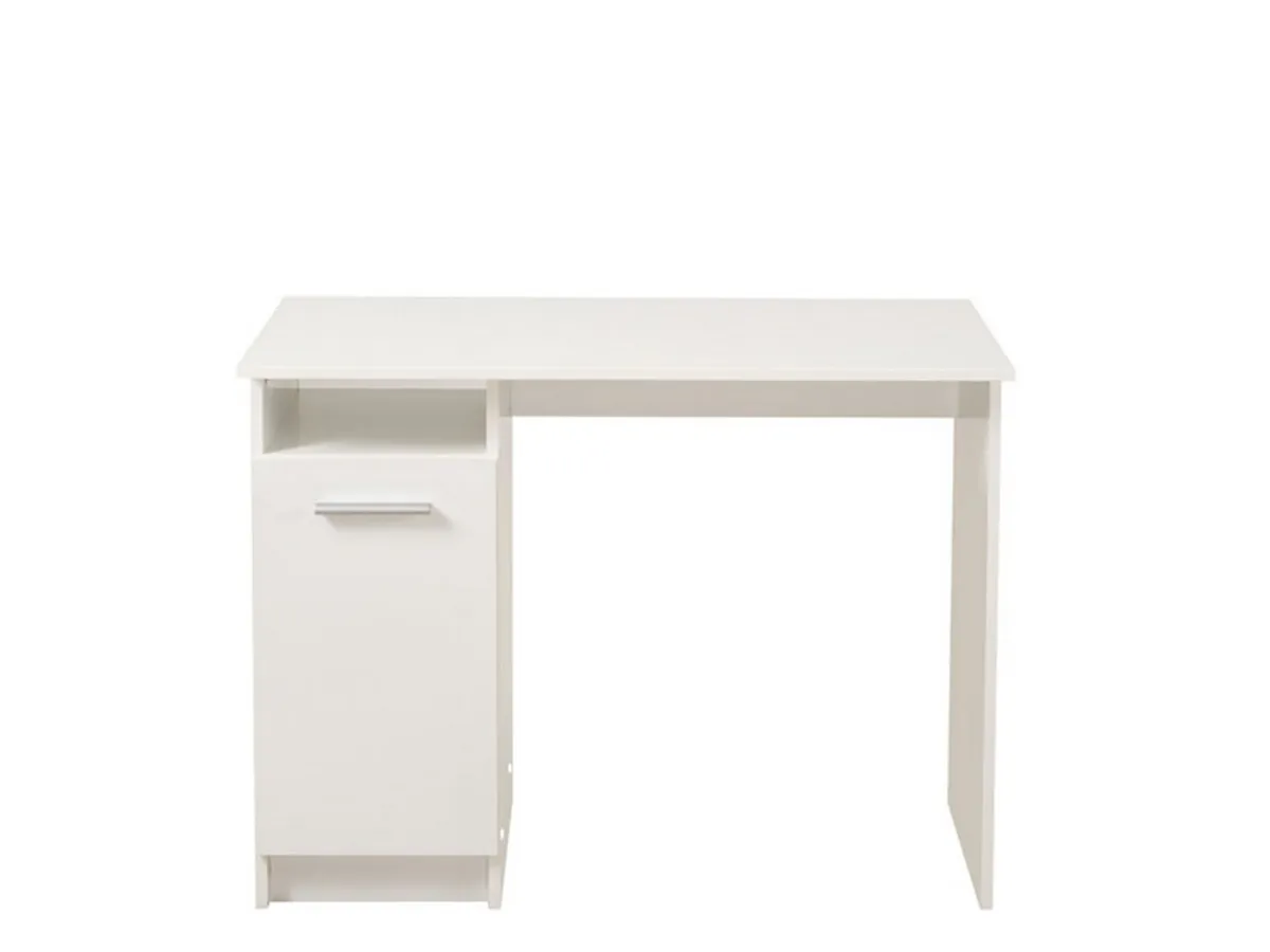 Scrivanie > Dmora Scrivania 2 Ripiani 3 Vani 100x50x74.5h cm, Un'anta - Tiriolo Bianco Opaco