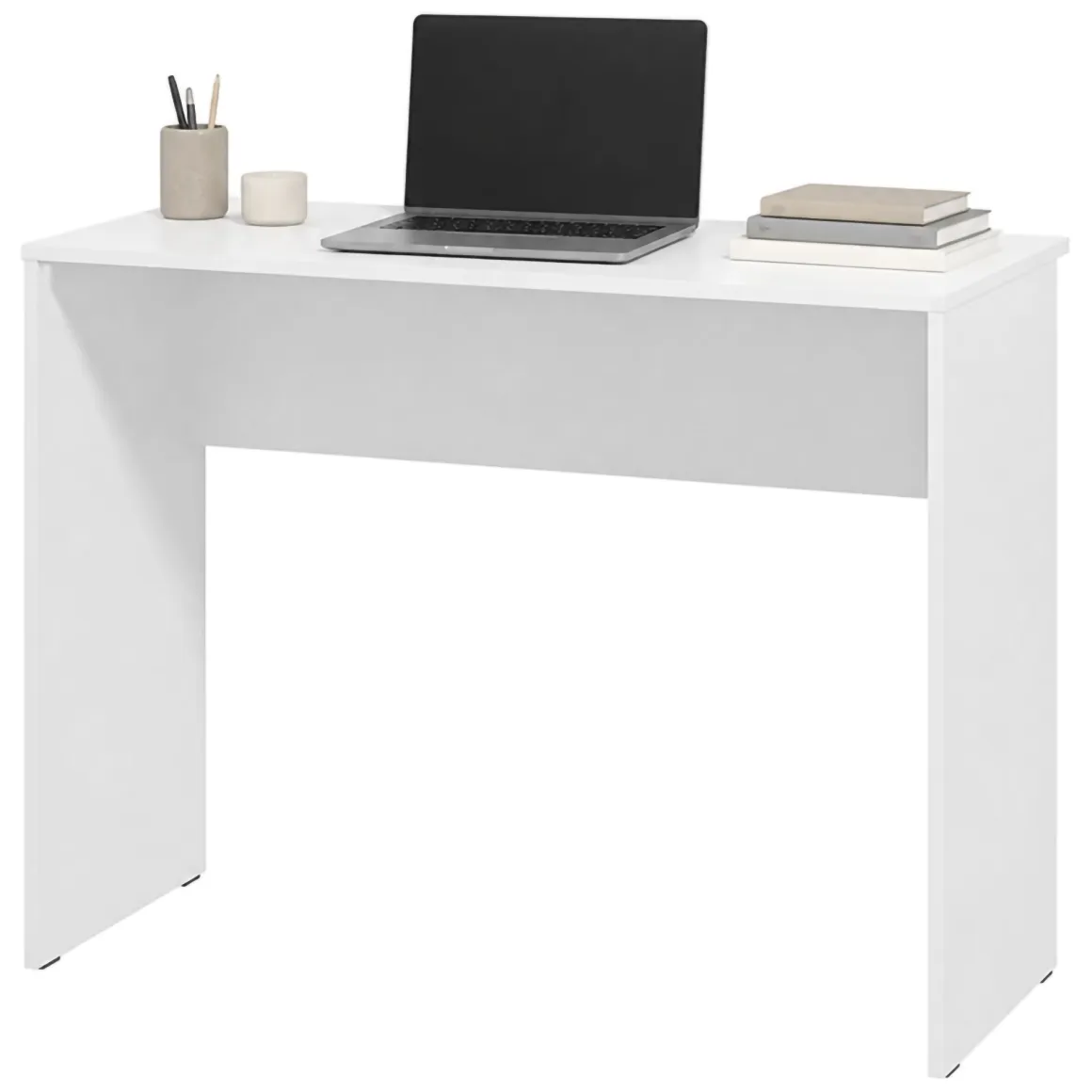 Scrivania Bianco Opaco un Ripiano Sfumatura Colore Struttura Opaco 98x45x74h cm, Sfumatura Colore Ripiano Opaco - Pichil