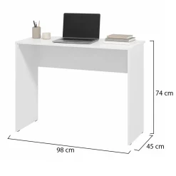 Scrivania Bianco Opaco un Ripiano Sfumatura Colore Struttura Opaco 98x45x74h cm, Sfumatura Colore Ripiano Opaco - Pichil