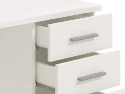 Scrivania Bianco 2 Ripiani 4 Cassetti 135x50x75.5h cm, 2 Vani - Flaminio