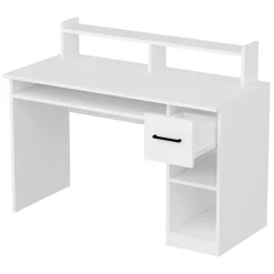 Scrivania Bianco 5 Ripiani un Cassetto 99x120x55h cm, 5 Vani - Roletto