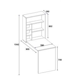 Scrivanie > Dmora Scrivania 5 Ripiani 6 Vani 59x90x74h cm, con Libreria - Veglio Bianco