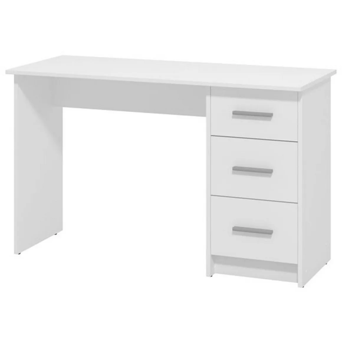 Scrivania Bianco un Ripiano 3 Cassetti 121x50x74.5h cm, Maniglie Incluse - Rifiano
