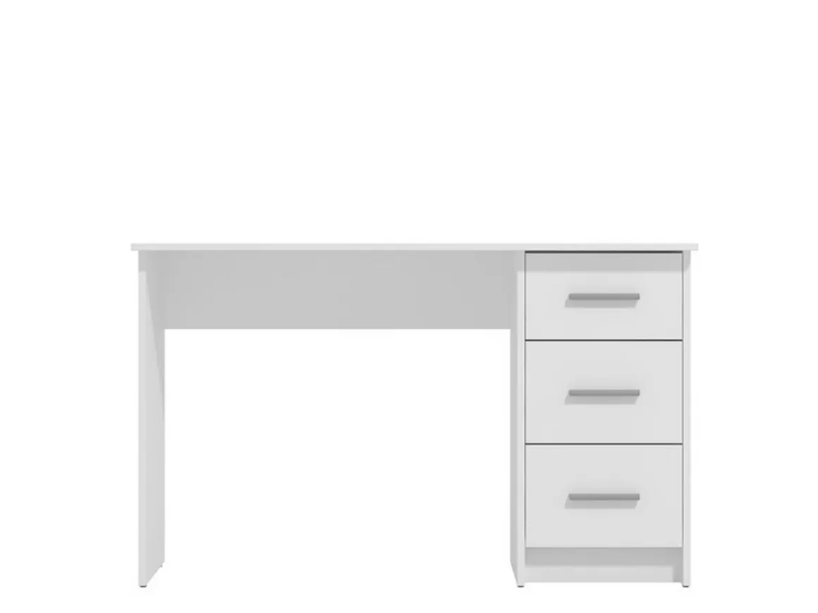 Scrivania Bianco un Ripiano 3 Cassetti 121x50x74.5h cm, Maniglie Incluse - Rifiano