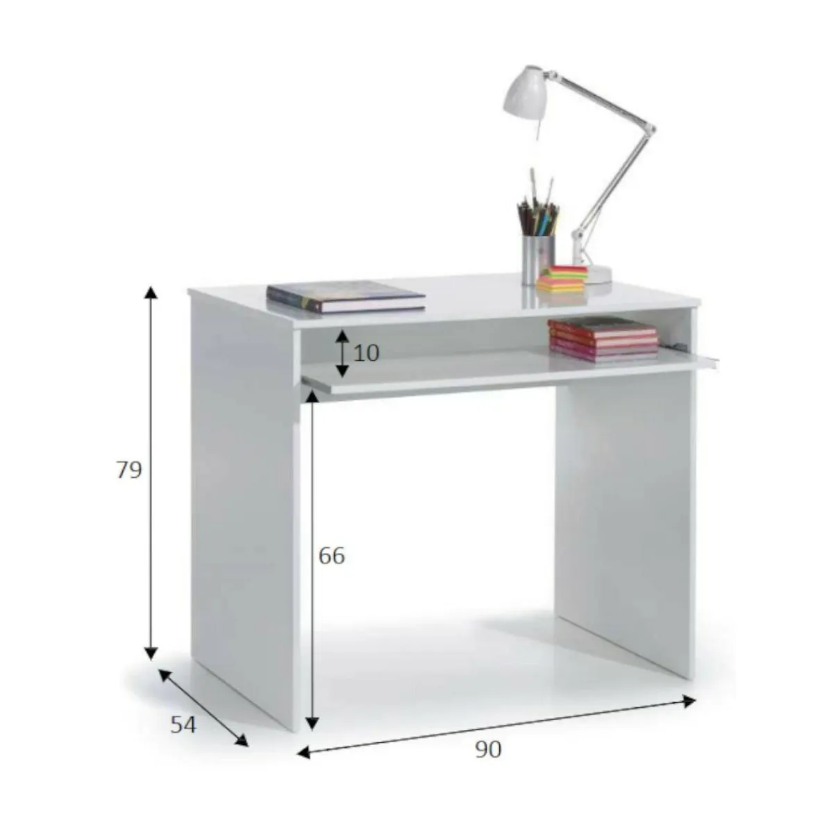 Ufficio|Camera Da Letto > Dmora Scrivania un Ripiano Supporto pc 90x54x79h cm, Colore Ripiano - Ajeje Bianco