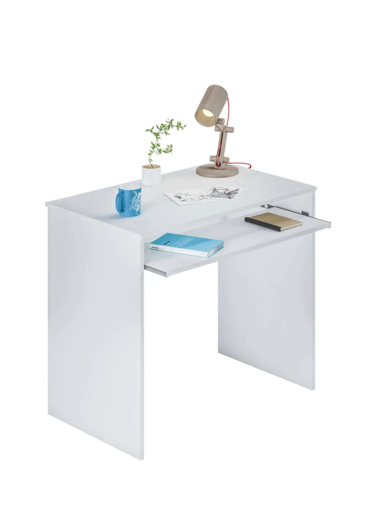 Ufficio|Camera Da Letto > Dmora Scrivania un Ripiano Supporto pc 90x54x79h cm, Colore Ripiano - Ajeje Bianco