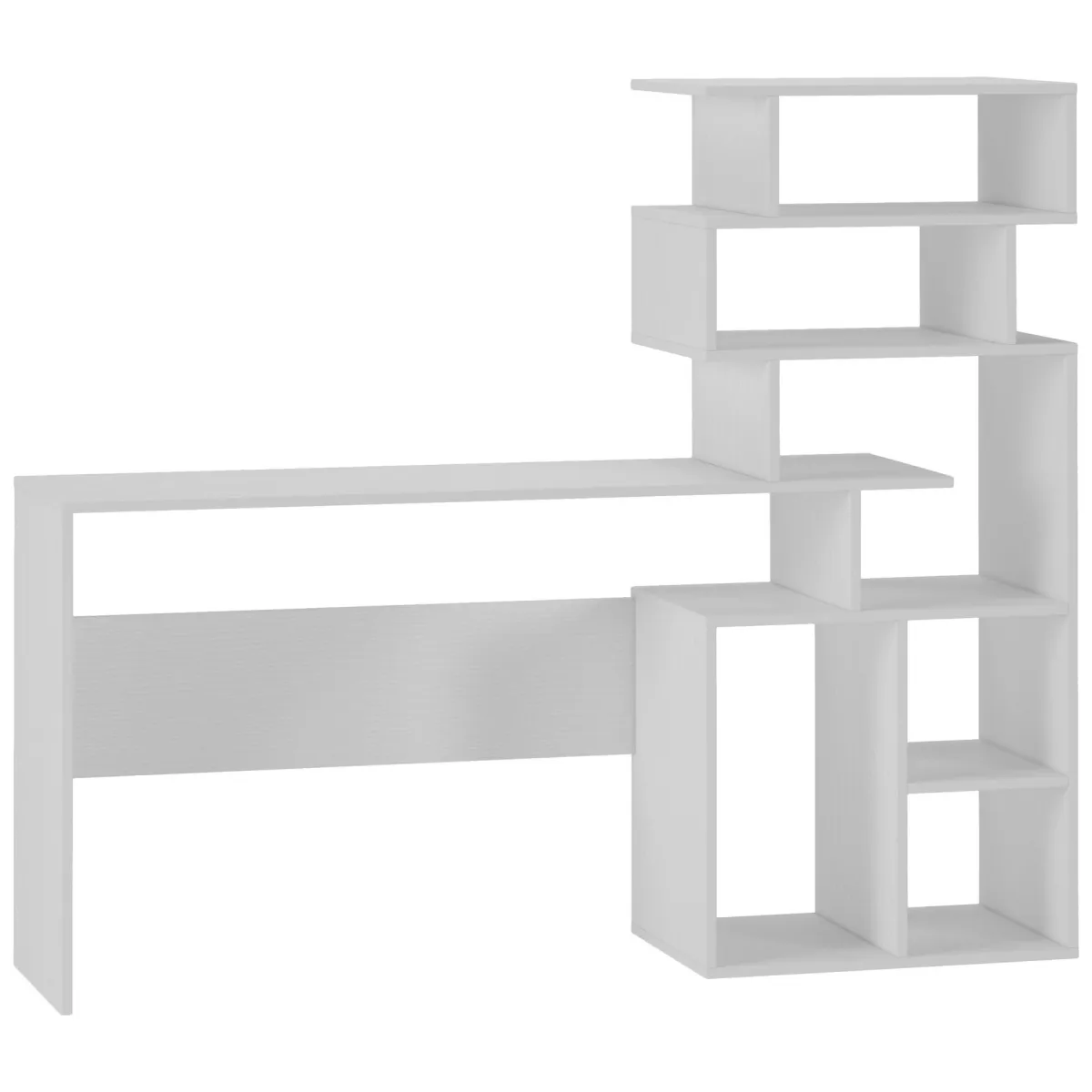 Scrivanie > Dmora Scrivania 6 Vani Materiale Piano in Legno Nobilitato 158x40x135h cm, Colore Ripiano - Nicolosi Bianco