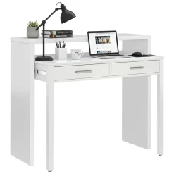 Scrivania estensibile bianca 98x36cm con 2 cassetti - Andriy