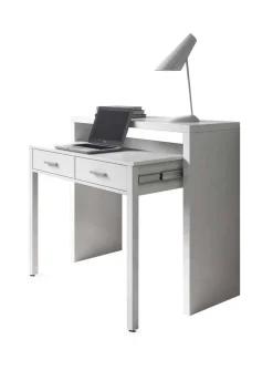 Scrivania estensibile bianca 98x36cm con 2 cassetti - Andriy