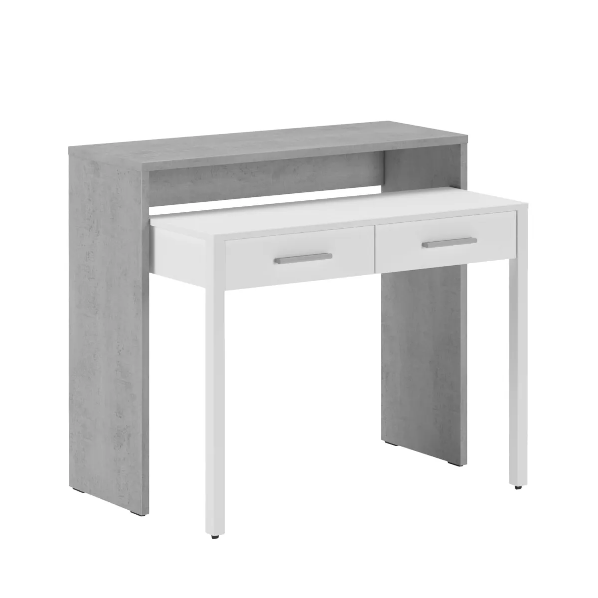Scrivanie > Dmora Scrivania Grigio Bianco Modulabile 2 Cassetti 98.6x36.6x86.9h cm, un Vano - Opaglio Bianco, Grigio