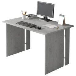 Scrivania Grigio Cemento Modulabile Fori Passacavi 119x78.2x75h cm, Colore Ripiano Grigio - Ullano